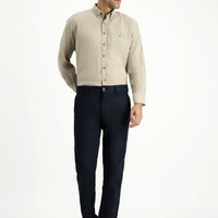 Koyu Lacivert Regular Fit Standart Kesim Likralı Kanvas / Chino Pantolon