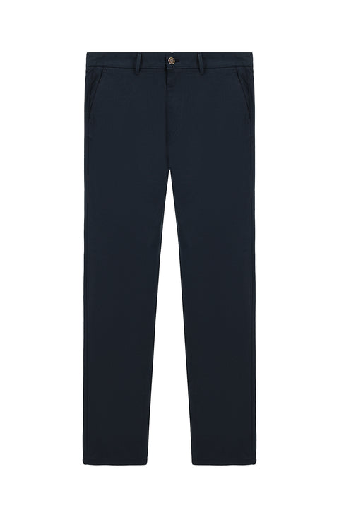 Koyu Lacivert Regular Fit Standart Kesim Likralı Kanvas / Chino Pantolon