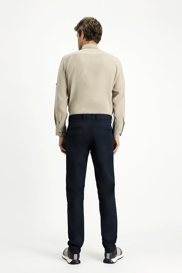 Koyu Lacivert Regular Fit Likralı Kanvas / Chino Pantolon