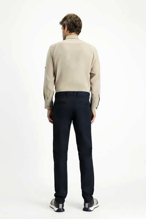 Koyu Lacivert Regular Fit Standart Kesim Likralı Kanvas / Chino Pantolon
