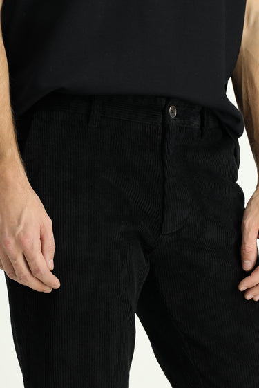 Siyah Regular Fit Pamuk Kadife Pantolon