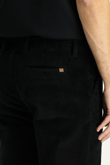 Siyah Regular Fit Pamuk Kadife Pantolon