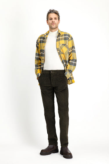 Orta Haki Regular Fit Pamuk Kadife Pantolon