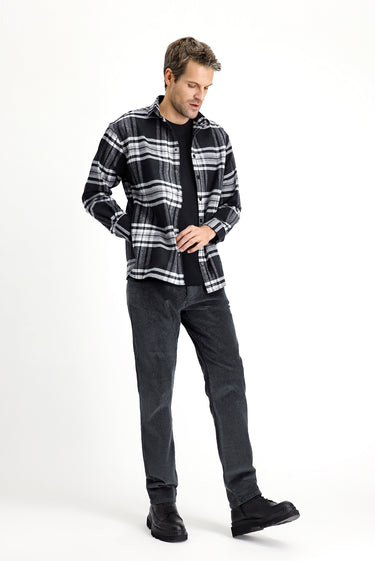 Orta Antrasit Regular Fit Pamuk Kadife Pantolon