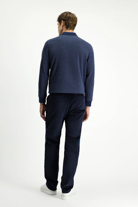 Koyu Lacivert Relaxed Fit Rahat Kesim Likralı Kadife Pantolon