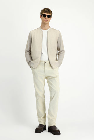Ekru Relaxed Fit Rahat Kesim Likralı Kadife Pantolon