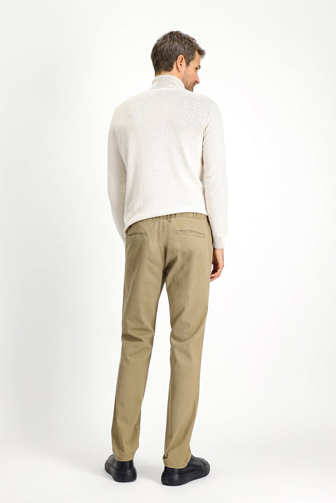 Mid Beige Slim Fit Stretchy Elasticated Waist Drawstring Jogger Pants