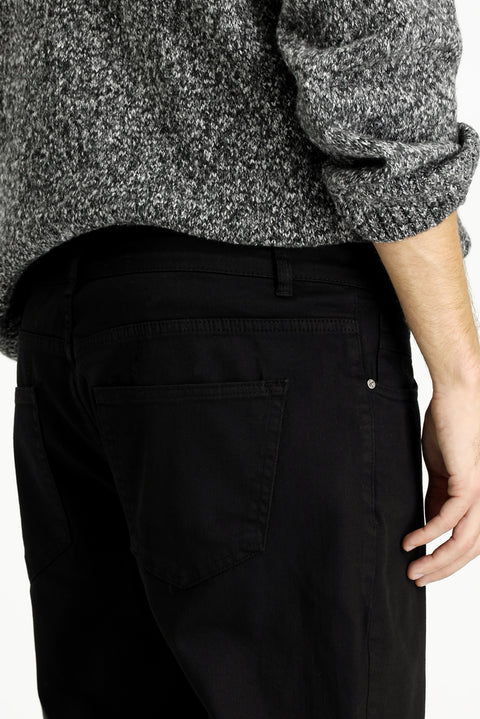 Black Relaxed Fit Stretch Canvas / Chino Trousers