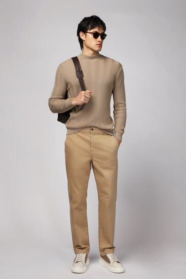 Orta Bej Regular Fit Likralı Kanvas / Chino Pantolon