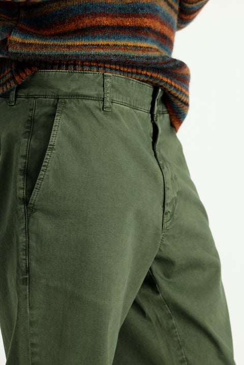 Koyu Haki Regular Fit Standart Kesim Likralı Kanvas / Chino Pantolon