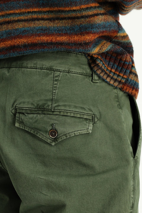 Koyu Haki Regular Fit Standart Kesim Likralı Kanvas / Chino Pantolon