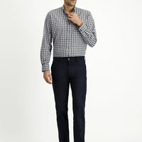 Koyu Lacivert Slim Fit Dar Kesim Likralı Kanvas / Chino Pantolon