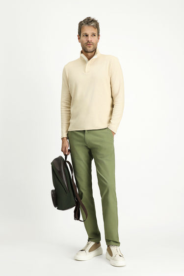 Yağ Yeşili-Olive Slim Fit Dar Kesim Likralı Kanvas / Chino Pantolon