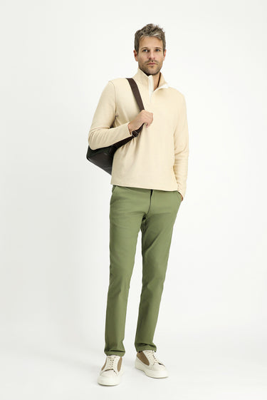 Yağ Yeşili-Olive Regular Fit Likralı Kanvas / Chino Pantolon