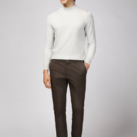 Koyu Kahve Regular Fit Likralı Kanvas / Chino Pantolon