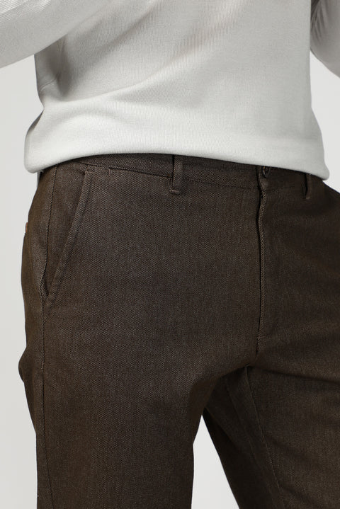Koyu Kahve Relaxed Fit Rahat Kesim Likralı Kanvas / Chino Pantolon