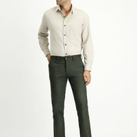 Koyu Yeşil Regular Fit Likralı Kanvas / Chino Pantolon