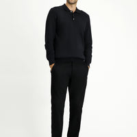 Siyah Regular Fit Desenli Likralı Kanvas / Chino Pantolon
