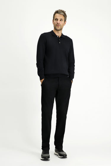 Siyah Regular Fit Desenli Likralı Kanvas / Chino Pantolon