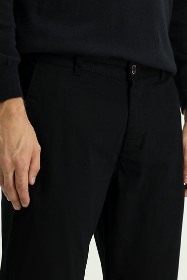 Siyah Regular Fit Desenli Likralı Kanvas / Chino Pantolon