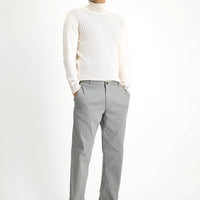 Orta Gri Regular Fit Desenli Likralı Kanvas / Chino Pantolon