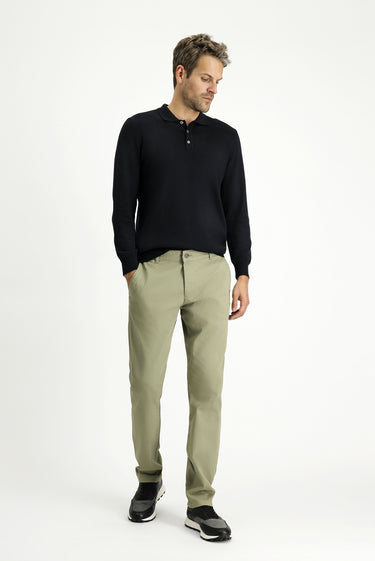 Orta Haki Regular Fit Desenli Likralı Kanvas / Chino Pantolon