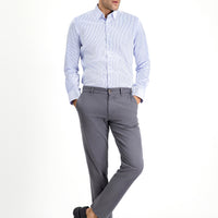 Orta Gri Slim Fit Dar Kesim Likralı Kanvas / Chino Pantolon