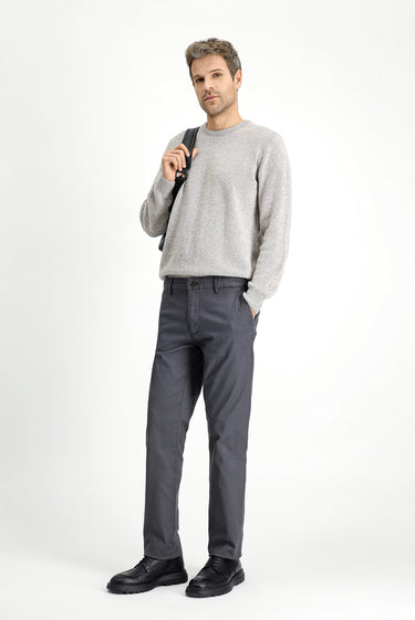 Orta Gri Regular Fit Desenli Likralı Kanvas / Chino Pantolon