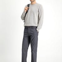 Orta Gri Relaxed Fit Rahat Kesim Desenli Likralı Kanvas / Chino Pantolon