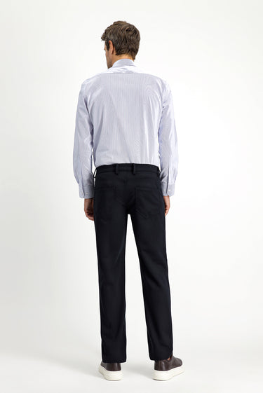 Koyu Lacivert Slim Fit Dar Kesim Likralı Örme Klasik Kumaş Pantolon