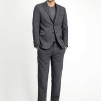 Orta Antrasit 7 Drop Slim Fit Dar Kesim Likralı Örme Klasik Kumaş Pantolon
