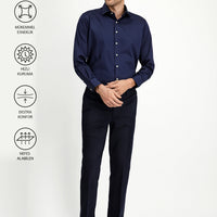 Koyu Lacivert Techno-Line Slim Fit Dar Kesim Likralı Örme Klasik Kumaş Pantolon