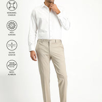 Açık Bej Techno-Line 7 Drop Slim Fit Dar Kesim Likralı Örme Klasik Kumaş Pantolon