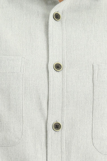 Açık Gri Uzun Kol Oversize Pamuklu Oduncu Gömlek