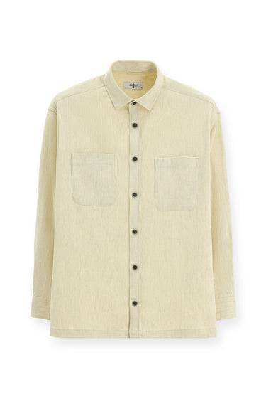 Açık Bej Uzun Kol Oversize Pamuklu Oduncu Gömlek