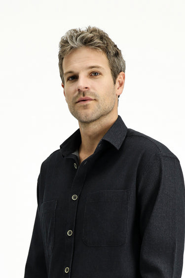 Orta Antrasit Uzun Kol Oversize Pamuklu Oduncu Gömlek