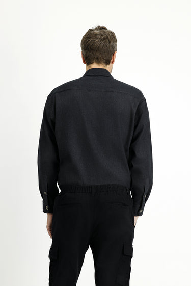 Orta Antrasit Uzun Kol Oversize Pamuklu Oduncu Gömlek