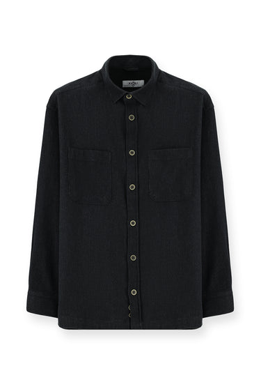 Orta Antrasit Uzun Kol Oversize Pamuklu Oduncu Gömlek