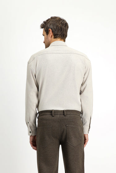 Açık Vizon Uzun Kol Oversize Pamuklu Oduncu Gömlek