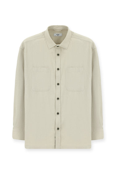 Açık Vizon Uzun Kol Oversize Pamuklu Oduncu Gömlek