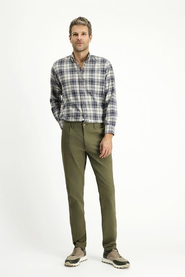 Açık Vizon Uzun Kol Regular Fit Spor Ekose Pamuklu Düğmeli Yaka Oduncu Gömlek