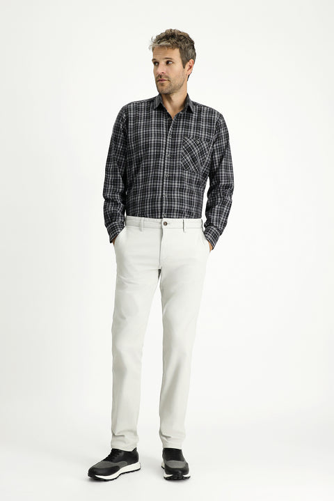 Black Long Sleeve Regular Fit Sport Plaid Cotton Shirt