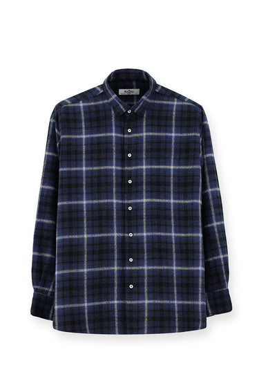 Koyu Lacivert Uzun Kol Regular Fit Shacket Oduncu Ekose Pamuk Gömlek