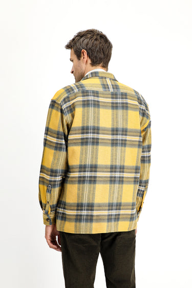 Hardal Uzun Kol Oversize Ekose Shacket Oduncu Pamuk Gömlek / Mont