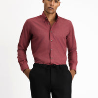 Açık Bordo Uzun Kol Slim Fit Dar Kesim Oduncu Spor Pamuklu Düğmeli Yaka Gömlek