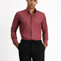 Açık Bordo Uzun Kol Slim Fit Dar Kesim Oduncu Spor Pamuklu Düğmeli Yaka Gömlek