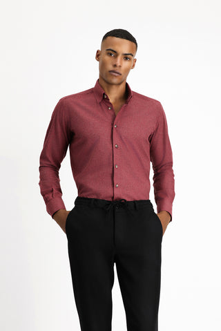 Açık Bordo Uzun Kol Slim Fit Dar Kesim Oduncu Spor Pamuklu Düğmeli Yaka Gömlek