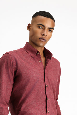 Açık Bordo Uzun Kol Slim Fit Dar Kesim Oduncu Spor Pamuklu Düğmeli Yaka Gömlek