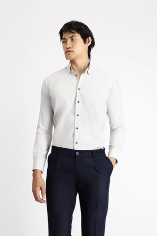 Açık Vizon Uzun Kol Slim Fit Dar Kesim Oduncu Spor Pamuklu Düğmeli Yaka Gömlek