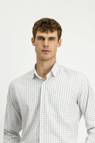 Orta Gri Uzun Kol Klasik Cepli Ekose Pamuk Gömlek